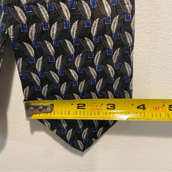Ermenegildo Zegna Blue Feather Silk Tie Men 58” Long 3.5” Wide Made In Italy - Picture 8 of 9